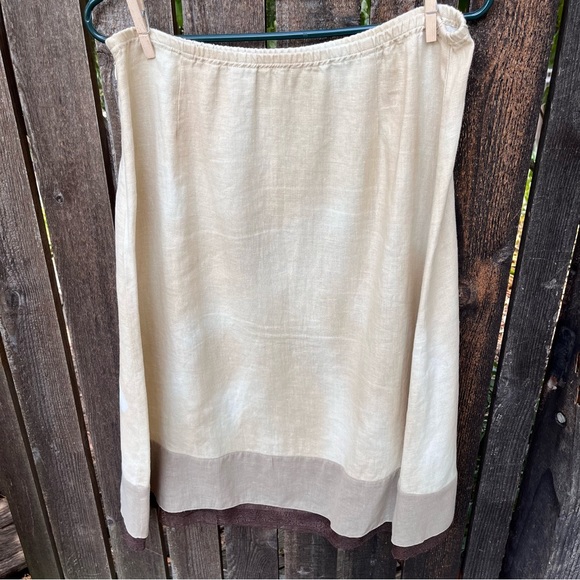 J Jill Floral Linen Cream Brown Ruffle Skirt Sz S - Picture 8 of 16